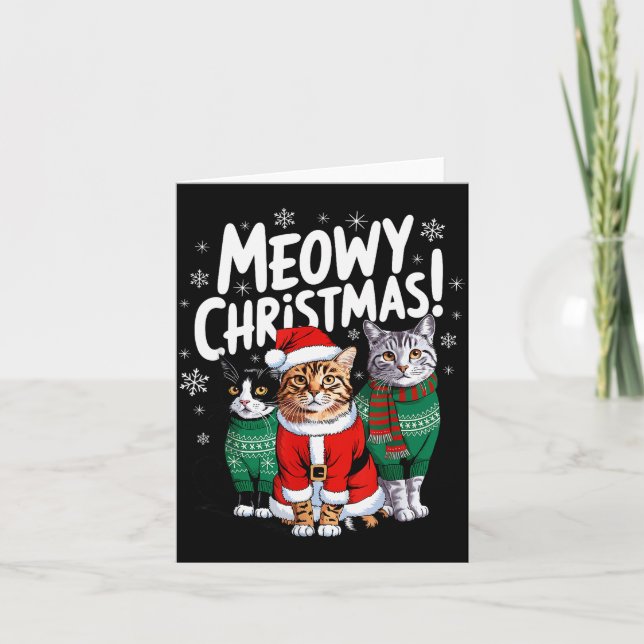Meowy Christmas Funny Cat Christmas Holiday Xmas S Card (Front)