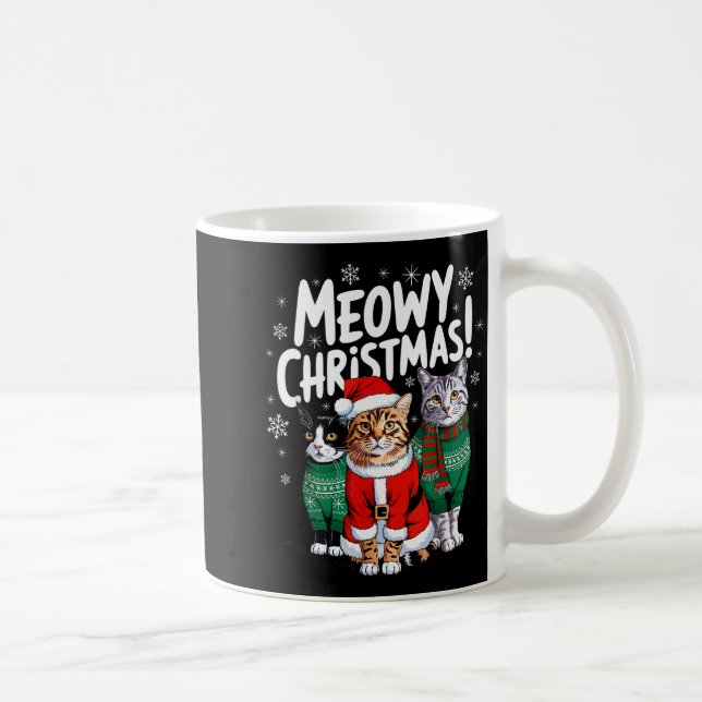 Meowy Christmas Funny Cat Christmas Holiday Xmas S Coffee Mug (Right)
