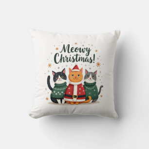 Meowy Christmas Funny Cat Christmas Holiday Xmas S Cushion