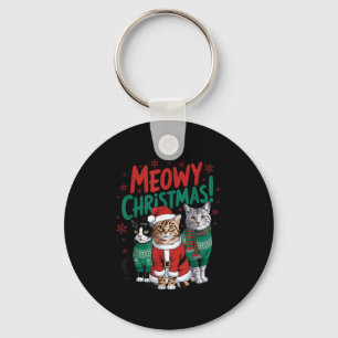 Meowy Christmas Funny Cat Christmas Holiday Xmas S Key Ring