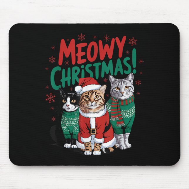 Meowy Christmas Funny Cat Christmas Holiday Xmas S Mouse Pad (Front)