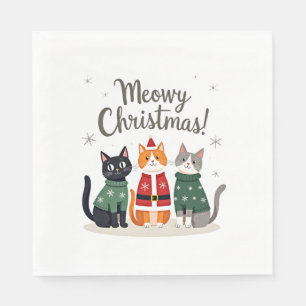 Meowy Christmas Funny Cat Christmas Holiday Xmas S Napkin