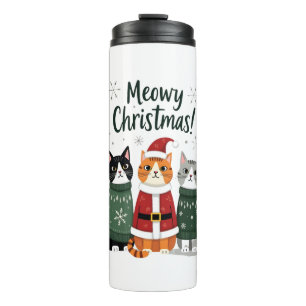 Meowy Christmas Funny Cat Christmas Holiday Xmas S Thermal Tumbler