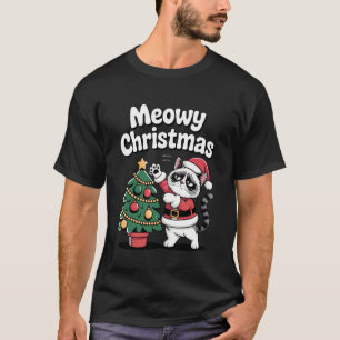 Meowy Christmas Funny Cat Funny Holiday T-Shirt