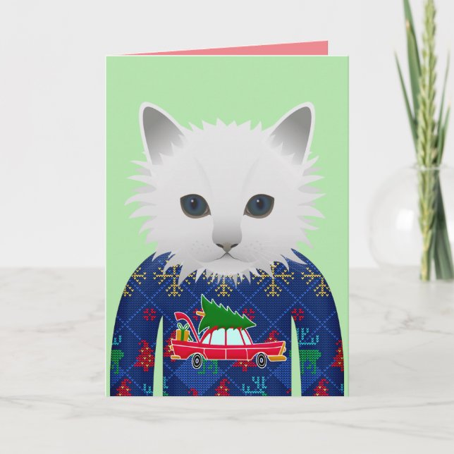 MEOWY CHRISTMAS FUNNY CAT GREETING CARDS (Front)