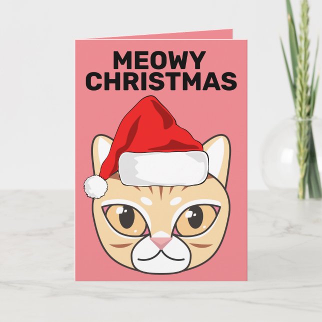 MEOWY CHRISTMAS FUNNY CAT GREETING CARDS (Front)