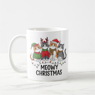 Meowy Christmas Funny Cat Holiday Mug for Cat Love