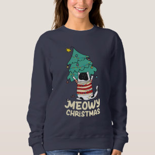 Meowy Christmas Funny Cat Lover Sweatshirt