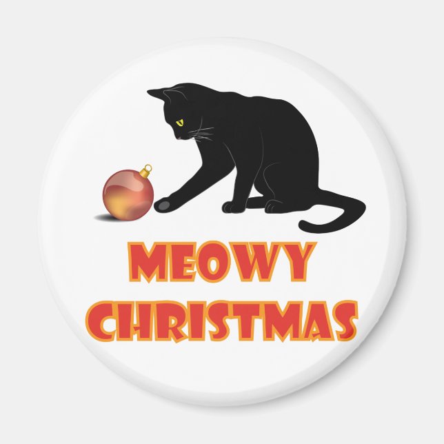 Meowy Christmas Funny Cat Magnet (Front)