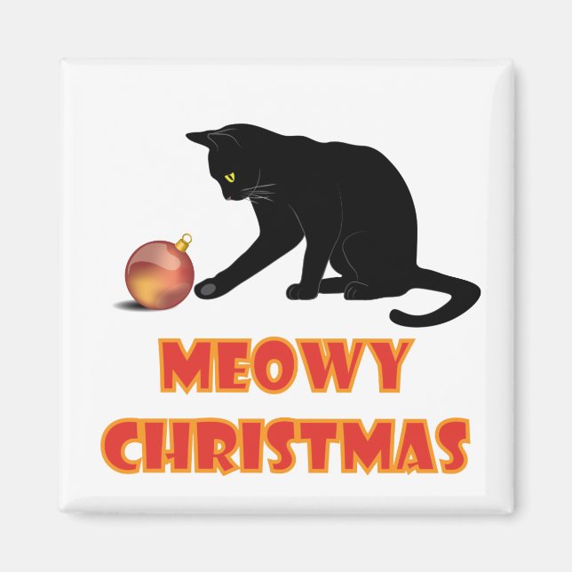 Meowy Christmas Funny Cat Magnet (Front)