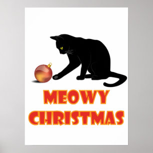 Meowy Christmas Funny Cat Poster