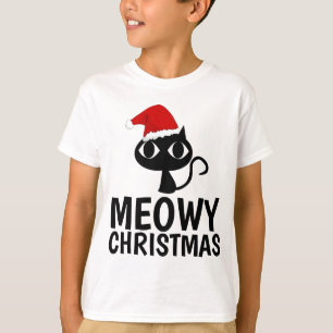 MEOWY CHRISTMAS Funny Cat T-shirts for Kids Boys