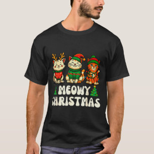 Meowy Christmas Funny Cat Xmas Kitten Cat Lover Me T-Shirt