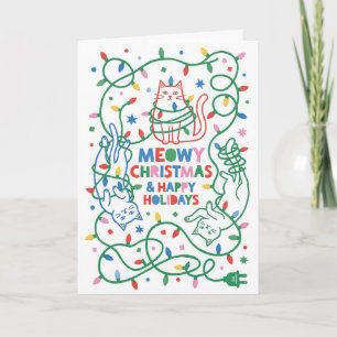 Meowy Christmas Funny Cats Holiday Card