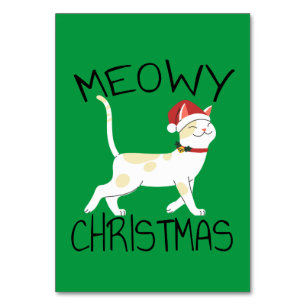 Meowy Christmas - Funny Christmas Table Number