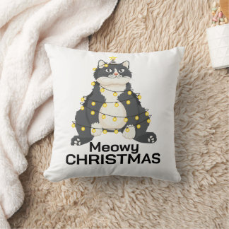 Meowy Christmas Funny Festive Cat Animal Lover Cushion