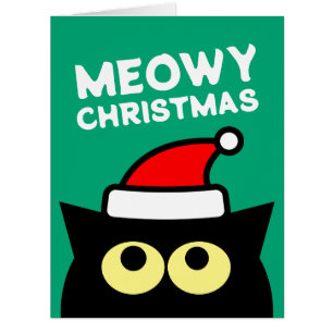 Meowy Christmas funny greeting card for cat lovers