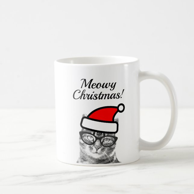 Meowy Christmas funny Santa cat coffee mug (Right)