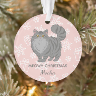 "Meowy Christmas" Grey Tabby Cat Mum Personalised Ornament