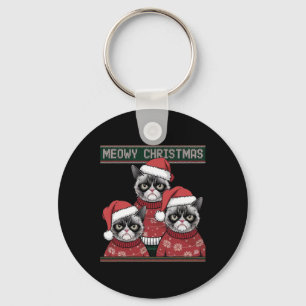 Meowy Christmas Grumpy Key Ring