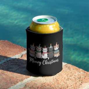 Meowy Christmas Happy Cat Year Cat Lover Xmas Can Cooler
