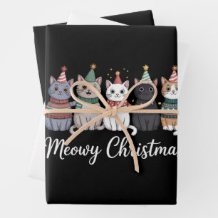 Meowy Christmas Happy Cat Year Cat Lover Xmas Wrapping Paper Sheet