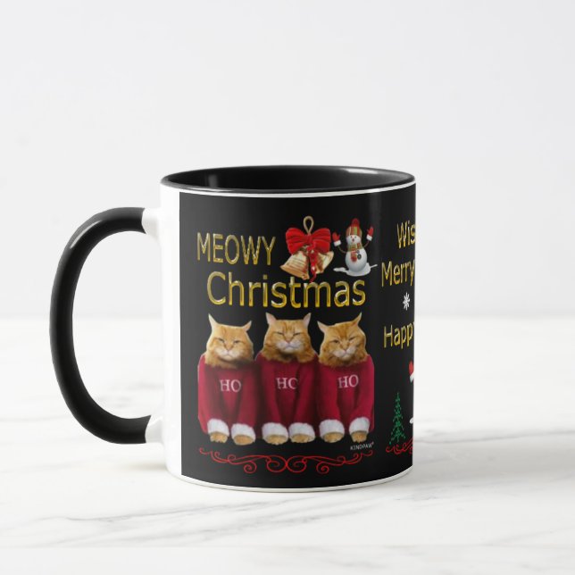 Meowy Christmas Happy New Year coffee mug (Left)