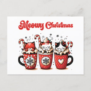 meowy christmas holiday postcard