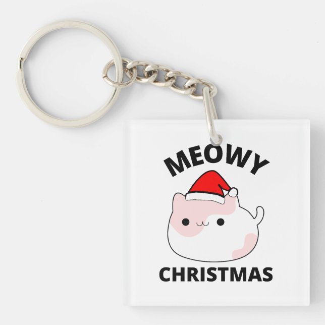 Meowy Christmas    Key Ring (Front)