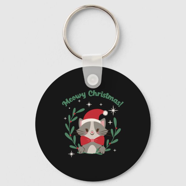 Meowy Christmas     Key Ring (Front)