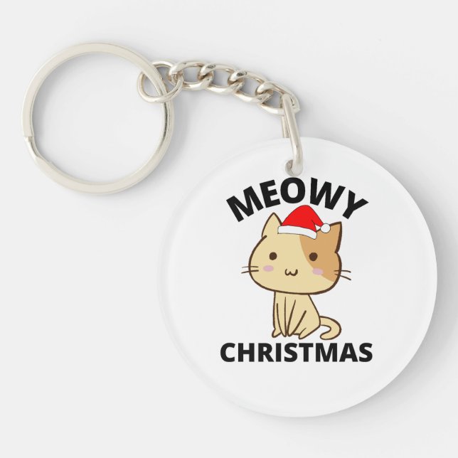 Meowy Christmas      Key Ring (Front)