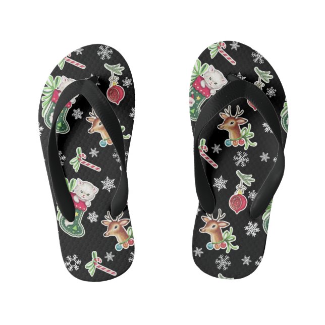 Meowy Christmas Kid's Thongs (Footbed)