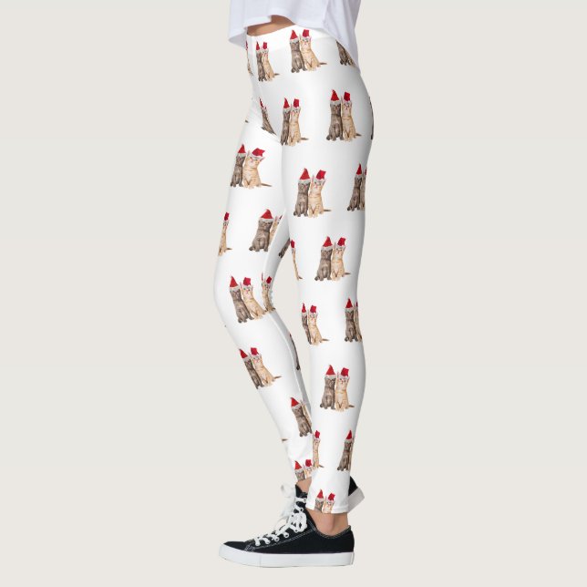 Meowy Christmas Kittens Leggings (Left)