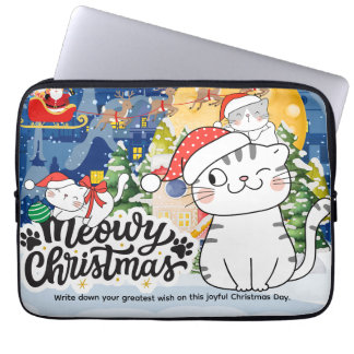 Meowy Christmas Laptop Sleeve