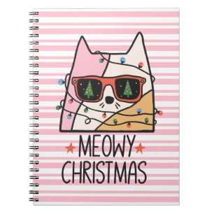 Meowy Christmas Lights Notebook