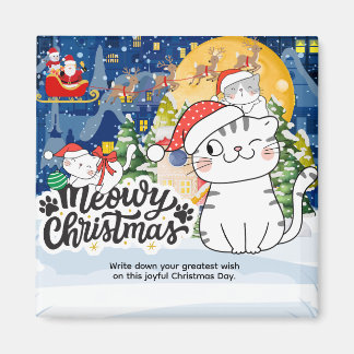 Meowy Christmas Magnet