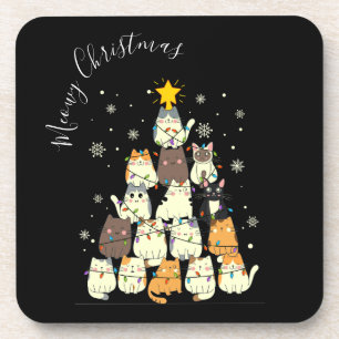 Meowy Christmas Merry Cat Tree Coaster