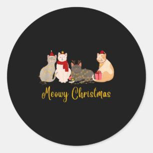 Meowy Christmas - Merry Christmas For Cat Lovers Classic Round Sticker
