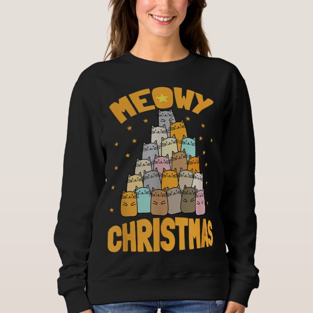 Meowy Christmas - Merry Xmas For Cat Lovers And Pe Sweatshirt (Front)