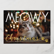 Meowy Christmas Modern Photo Holiday Card