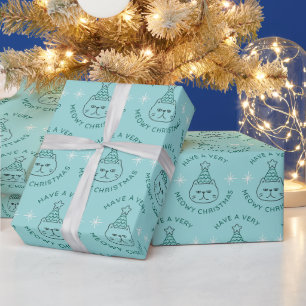 Meowy Christmas Pattern Funny Christmas  Wrapping Paper