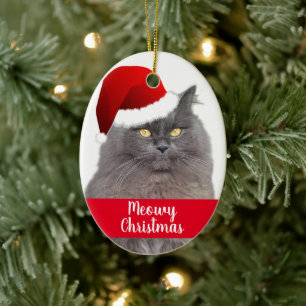 Meowy Christmas Personalised Pet Cat Ceramic Ornament