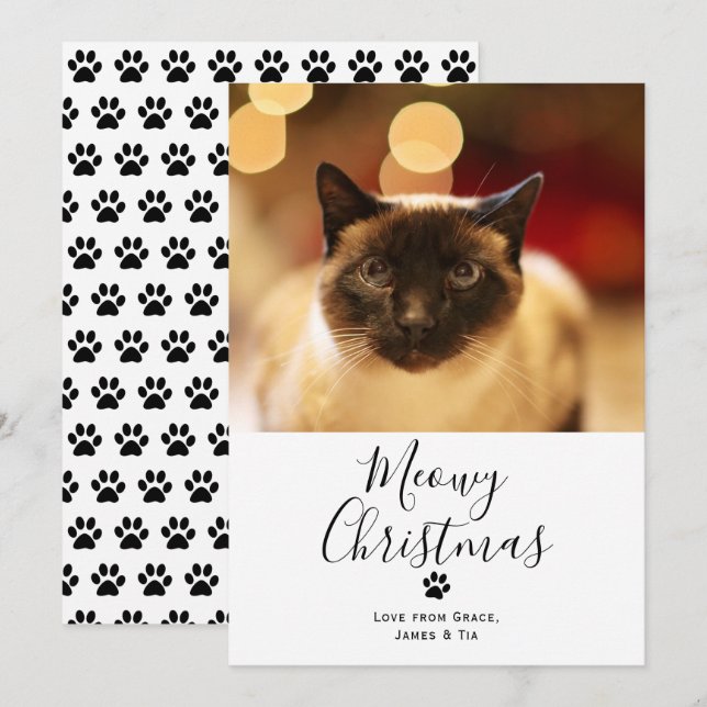 Meowy Christmas Pet Cat Christmas Card (Front/Back)