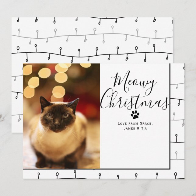 Meowy Christmas Pet Cat Christmas Card (Front/Back)