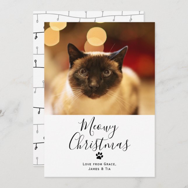 Meowy Christmas Pet Cat Christmas Card (Front/Back)
