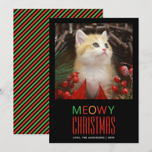 Meowy Christmas Pet Cat Photo Animal Lovers Cute Holiday Card