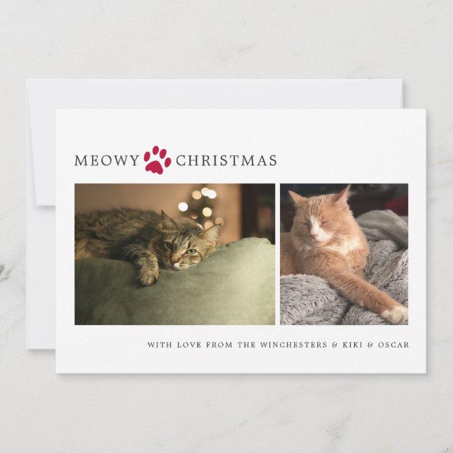 Meowy Christmas Photo Holiday Card (Front)