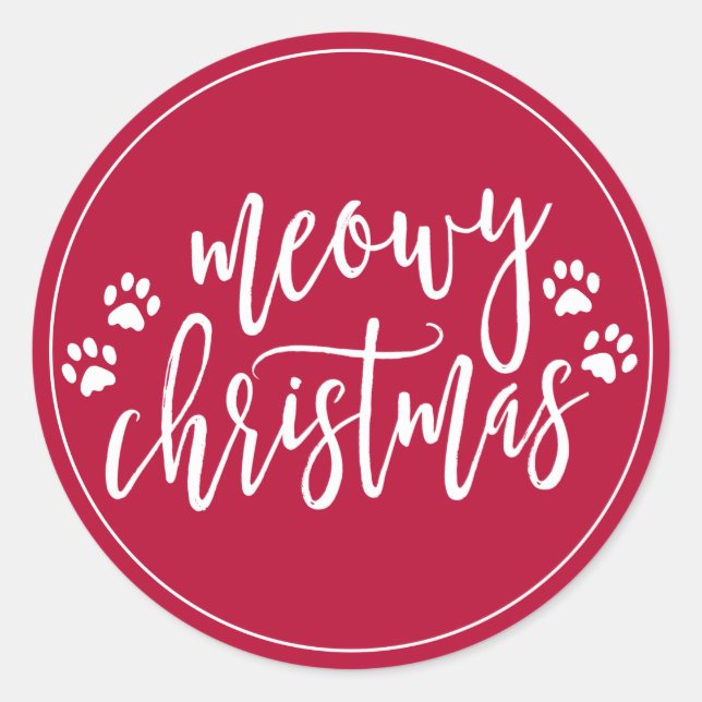 Meowy Christmas Red Holiday Envelope Seal (Front)