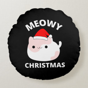 Meowy Christmas       Round Cushion