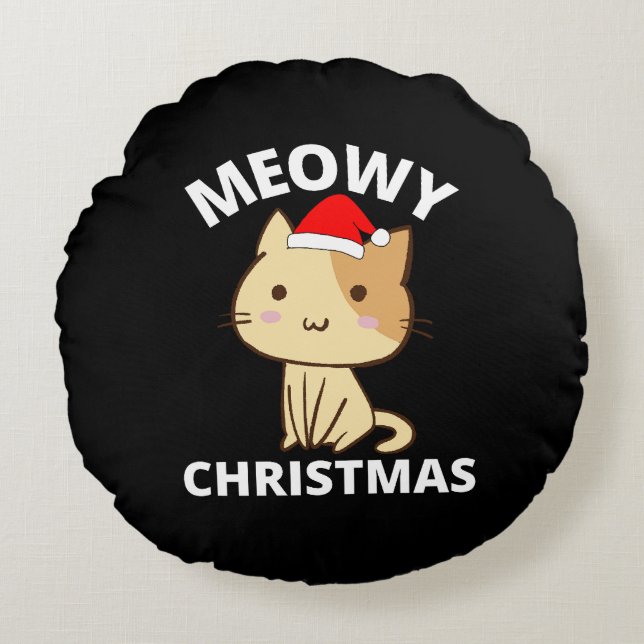 Meowy Christmas   Round Cushion (Front)